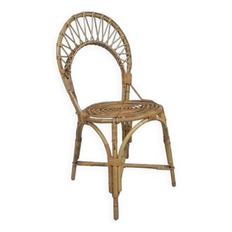 Chaise en bambou, chaise de table de salle à manger, années 1950