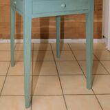 Table d’appoint vintage en chêne et peinte en vert, restaurée