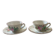 Two luneville cups with saucer