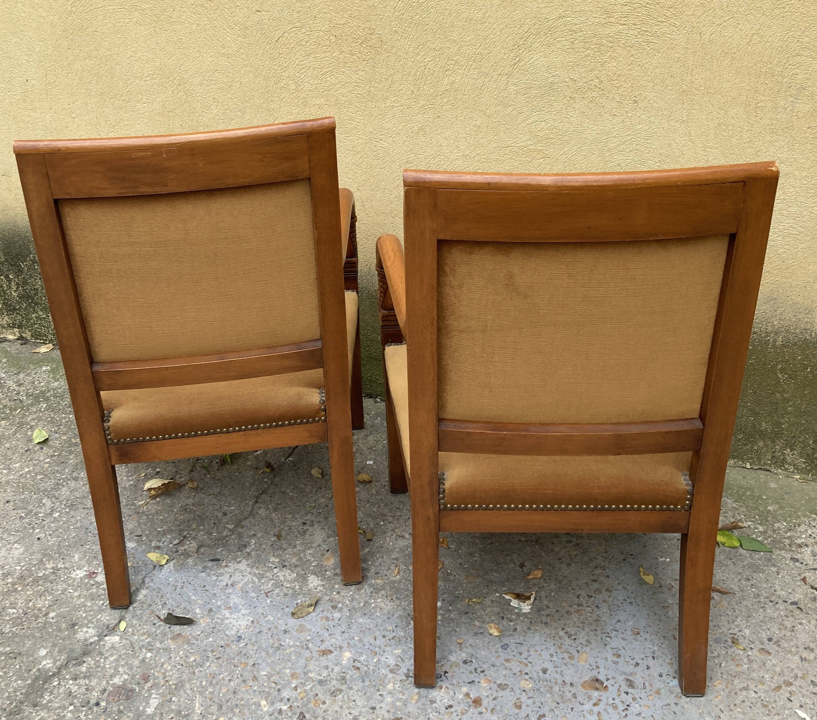 Pair of mustard-colored armchairs - classic style