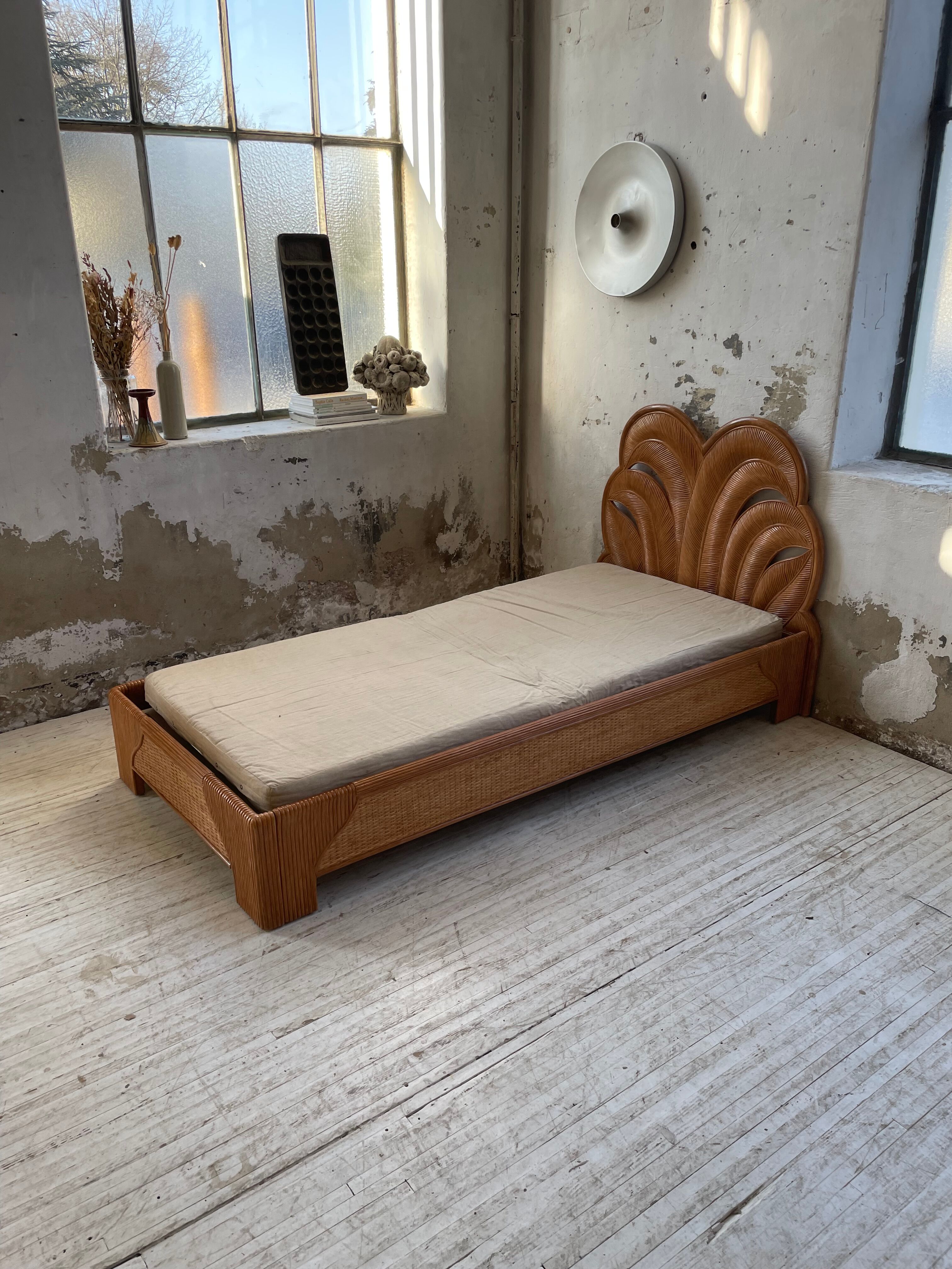 Bed 1 place "palm" wicker and rattan Vivai Del Sud