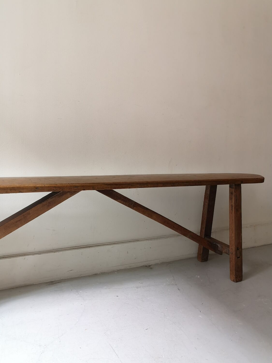Rustic wooden bench, vintage 1960