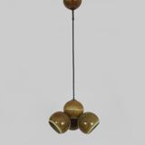 3-light chandelier with glazed sandstone balls. 50s-60s Italy