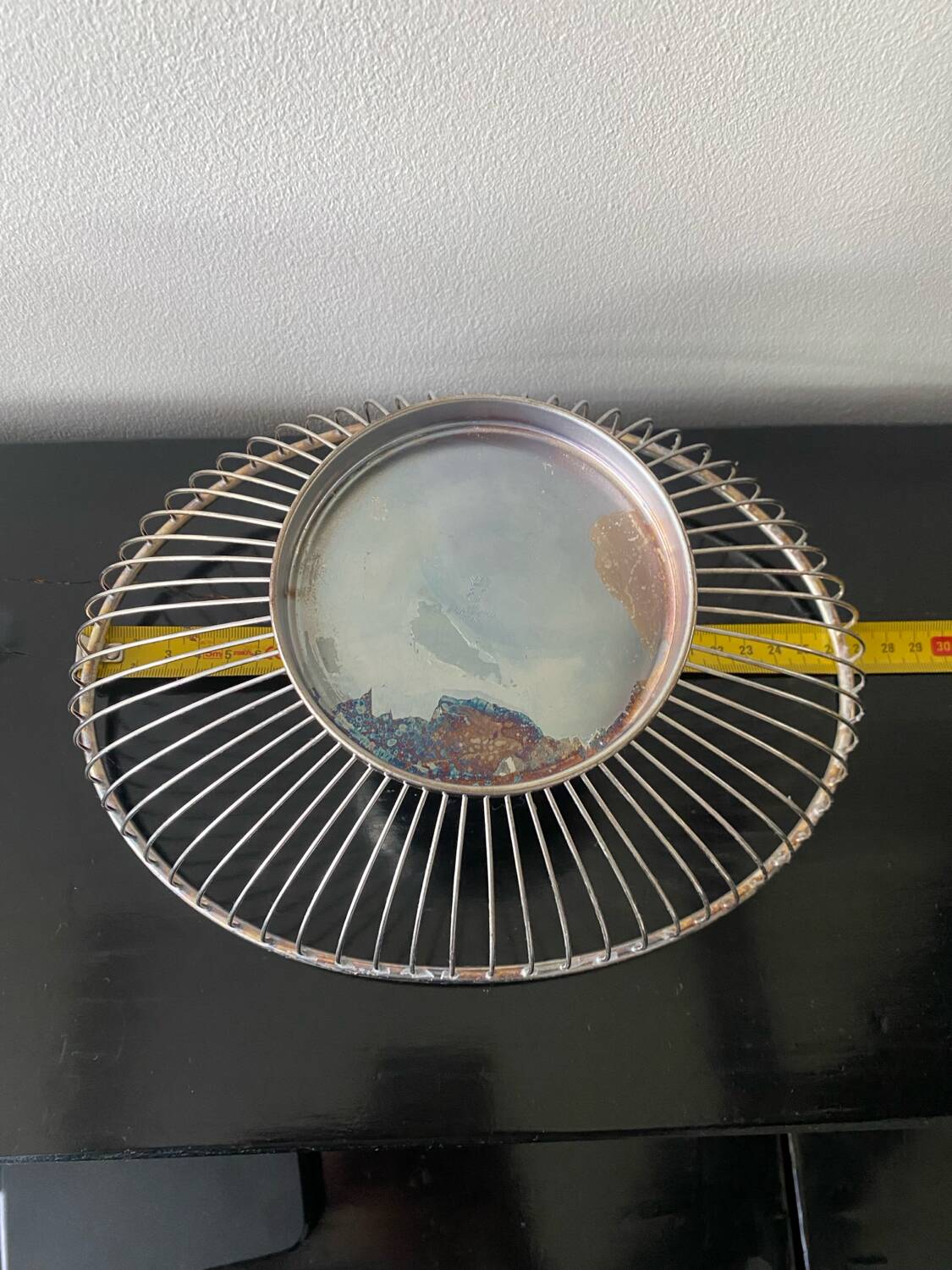 Vintage basket from De Uberti Italy in silver metal