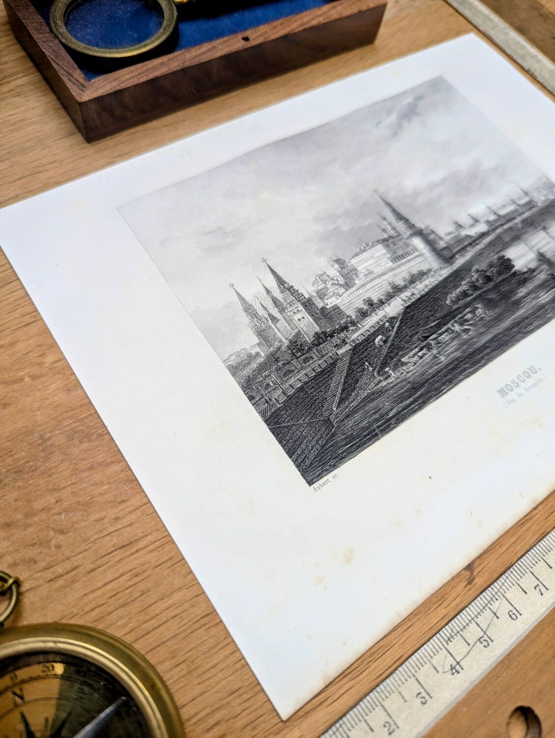 Moscow, Russia, old engraving, printed in 1841.