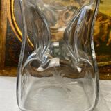 Antique engraved pinched crystal decanter