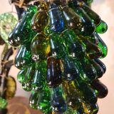 Original murano lamp in gilded bronze and metal with three lights, murano glass tulips 58x42