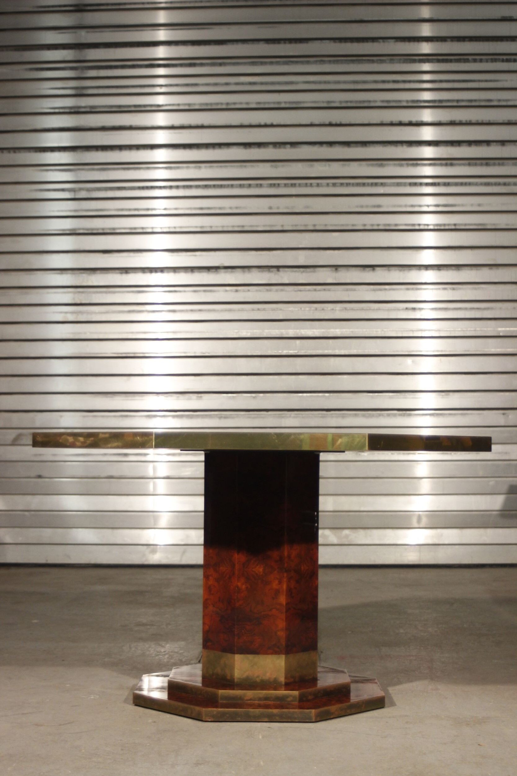 Elm broussin dining room table by Jean Claude Mahey for Maison Romeo, 70s