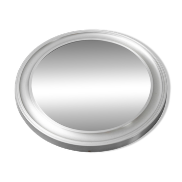 Round vintage metal mirror Pizzi 1970s modernism