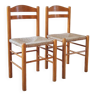 Paire de chaises rustiques paillées