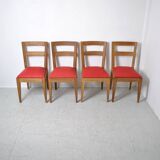 4 Chaises en chêne massif 1950