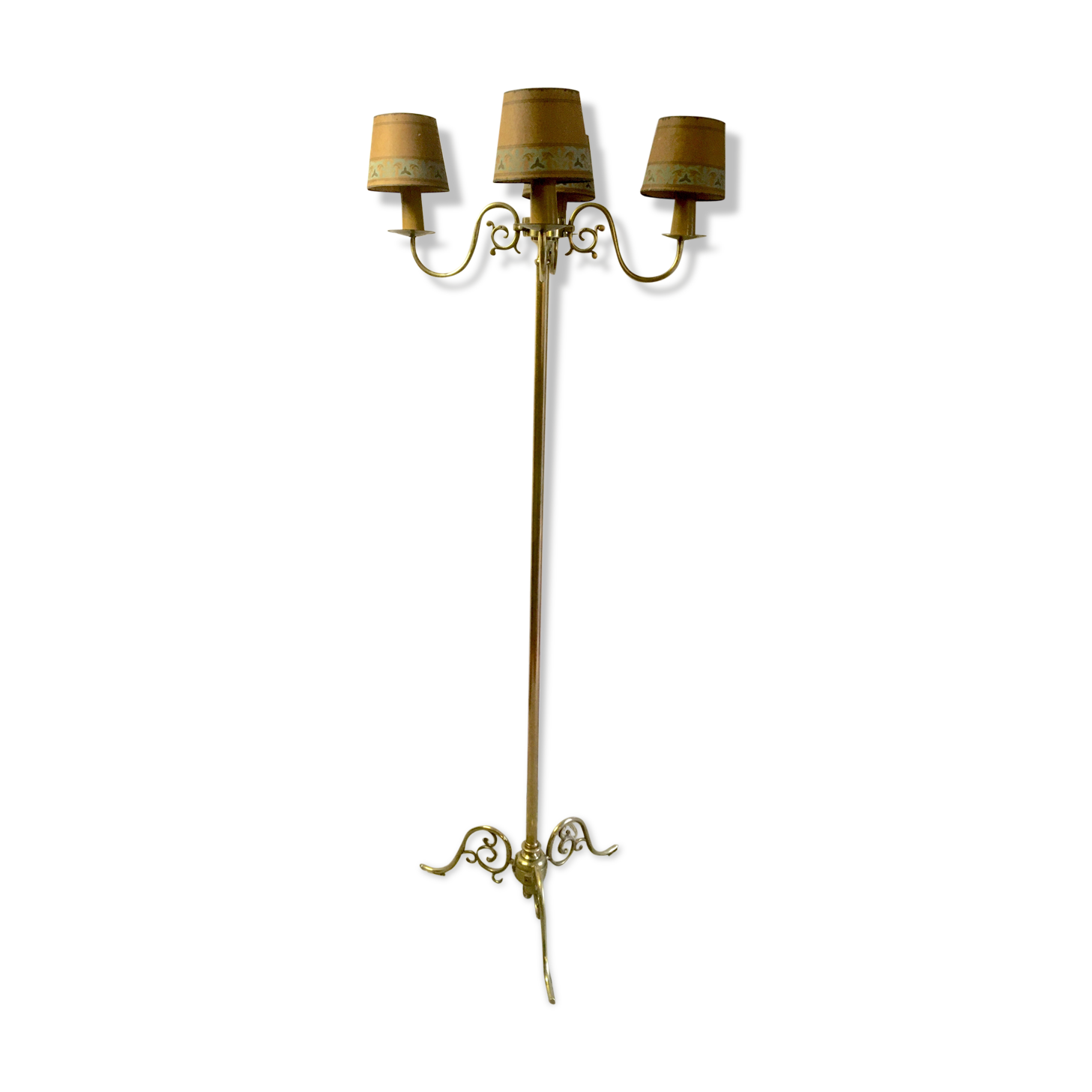 Lamppost 4 solid brass lights - mid-20th
