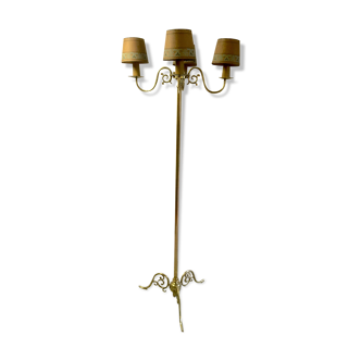 Lampadaire 4 feux en laiton massif mi XXème