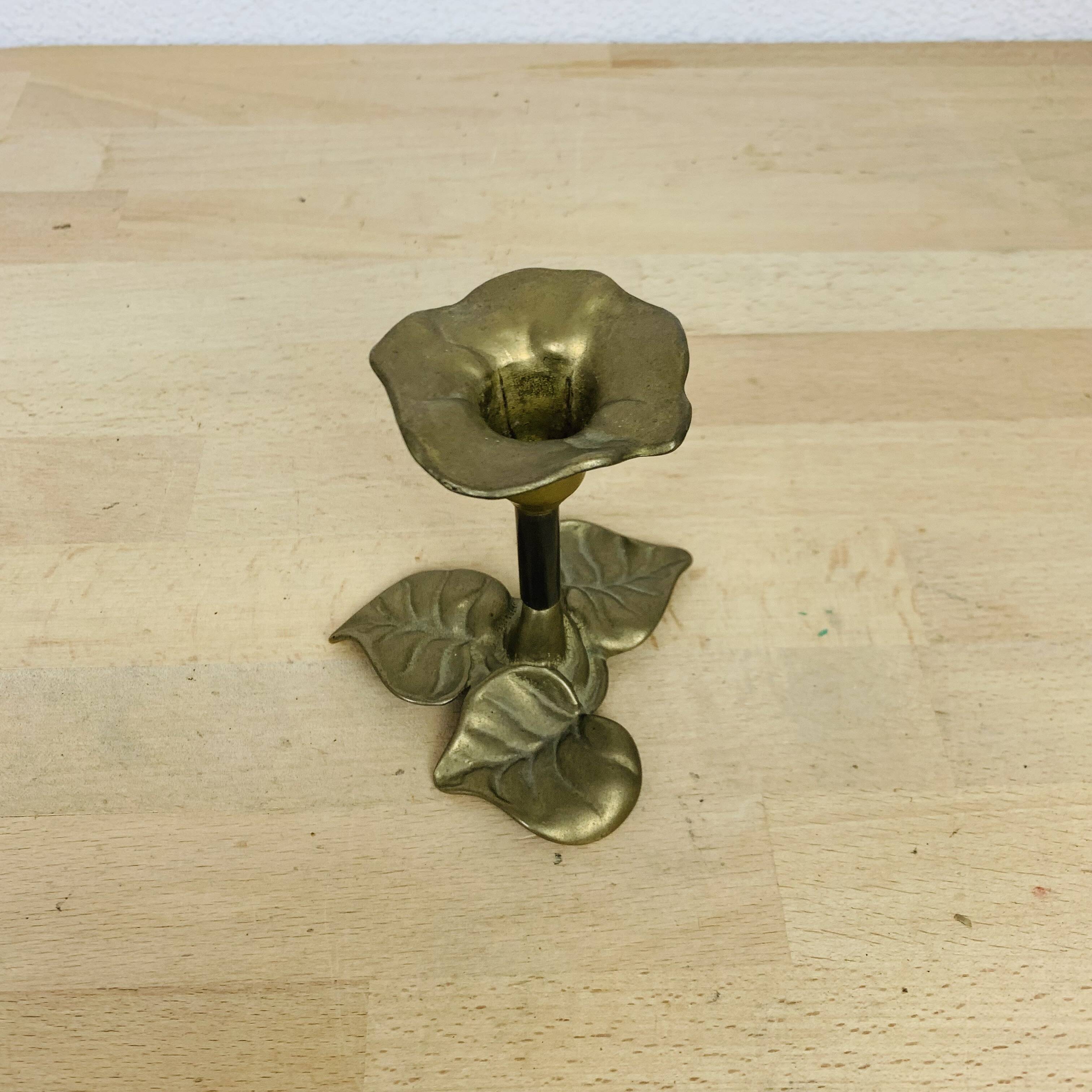 Vintage brass flower candle holder