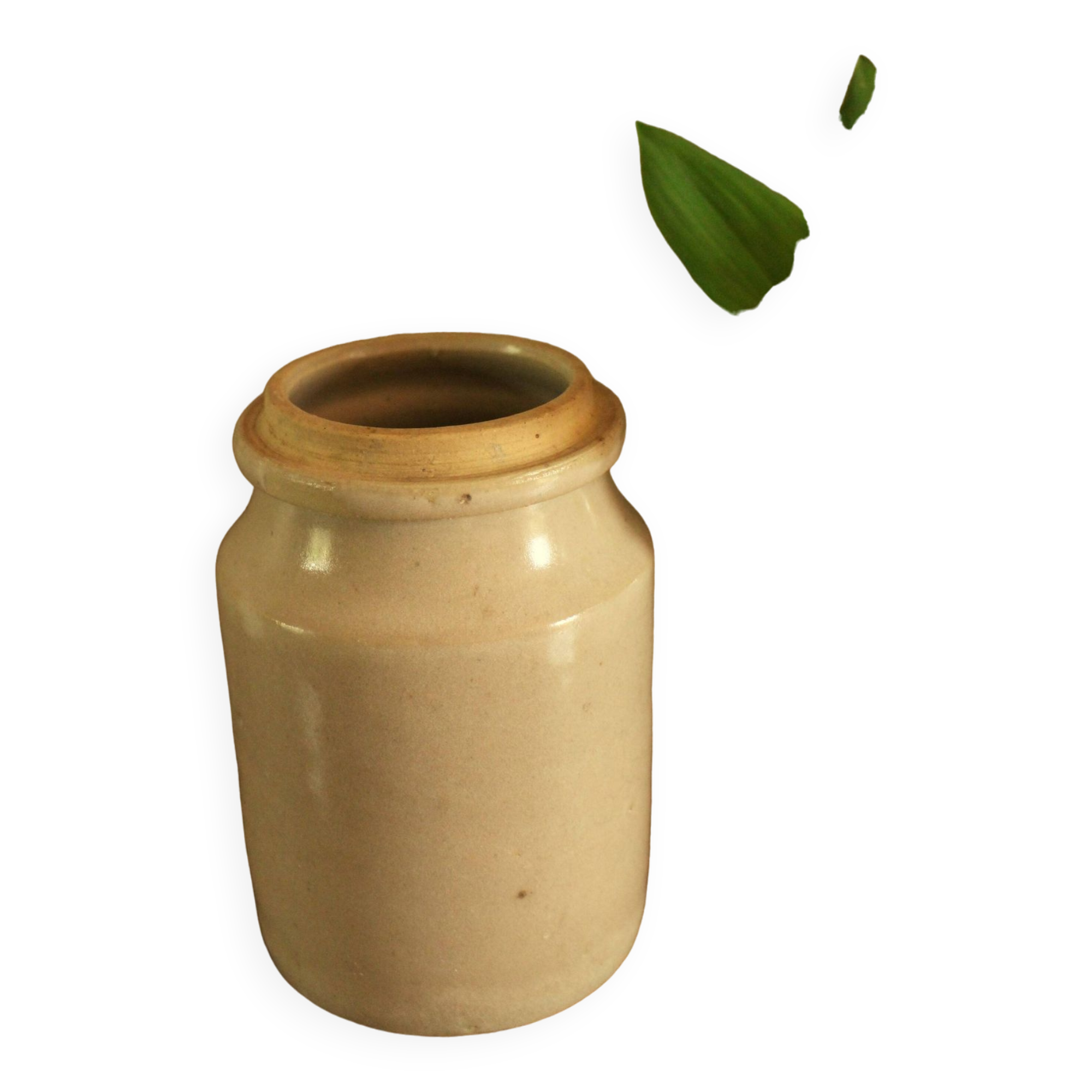 Vintage pink beige glazed stoneware pot