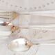 Silver cutlery set, Alfenide, ribbon decoration