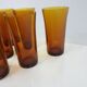 Set of six amber glass tumblers, Duralex, France, 1980s.
