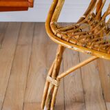 Shell armchair in rattan and bamboo, early 20th century