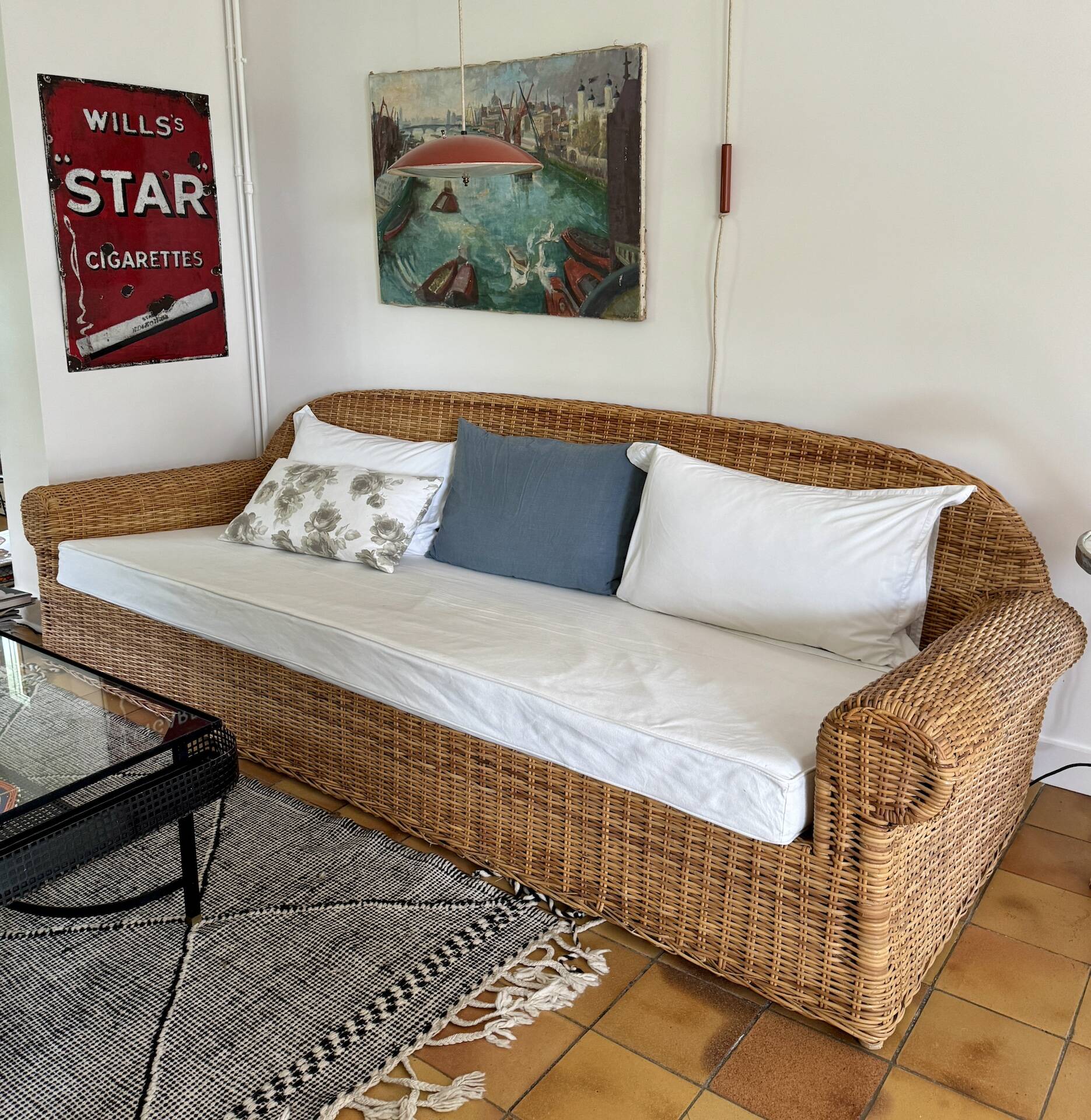 3 seater rattan sofa from Conran shop vintage