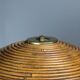 Italian midcentury pencil reed rattan brass Fungo mushroom table lamp 1970s
