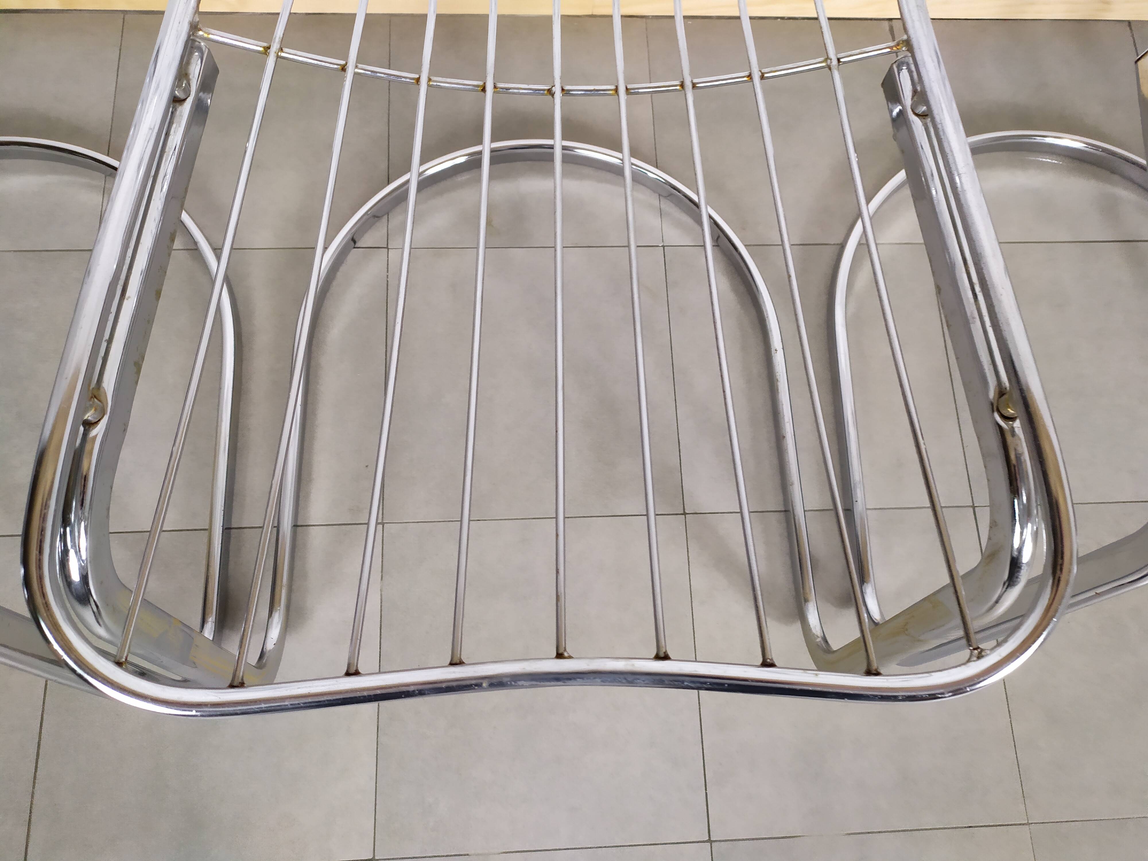 Lot de 4 chaise design en métal chromé années 70