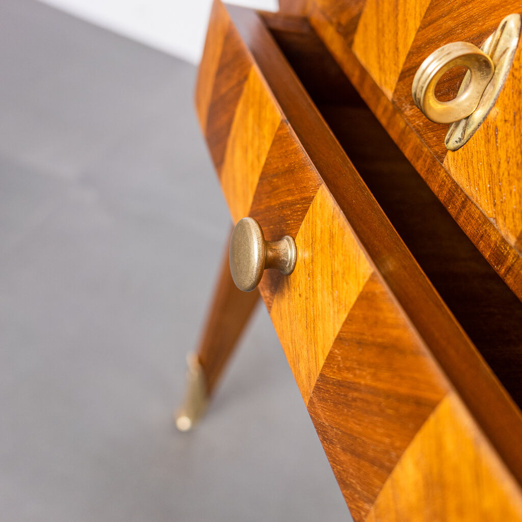 Wooden and brass art deco bedside table 1950
