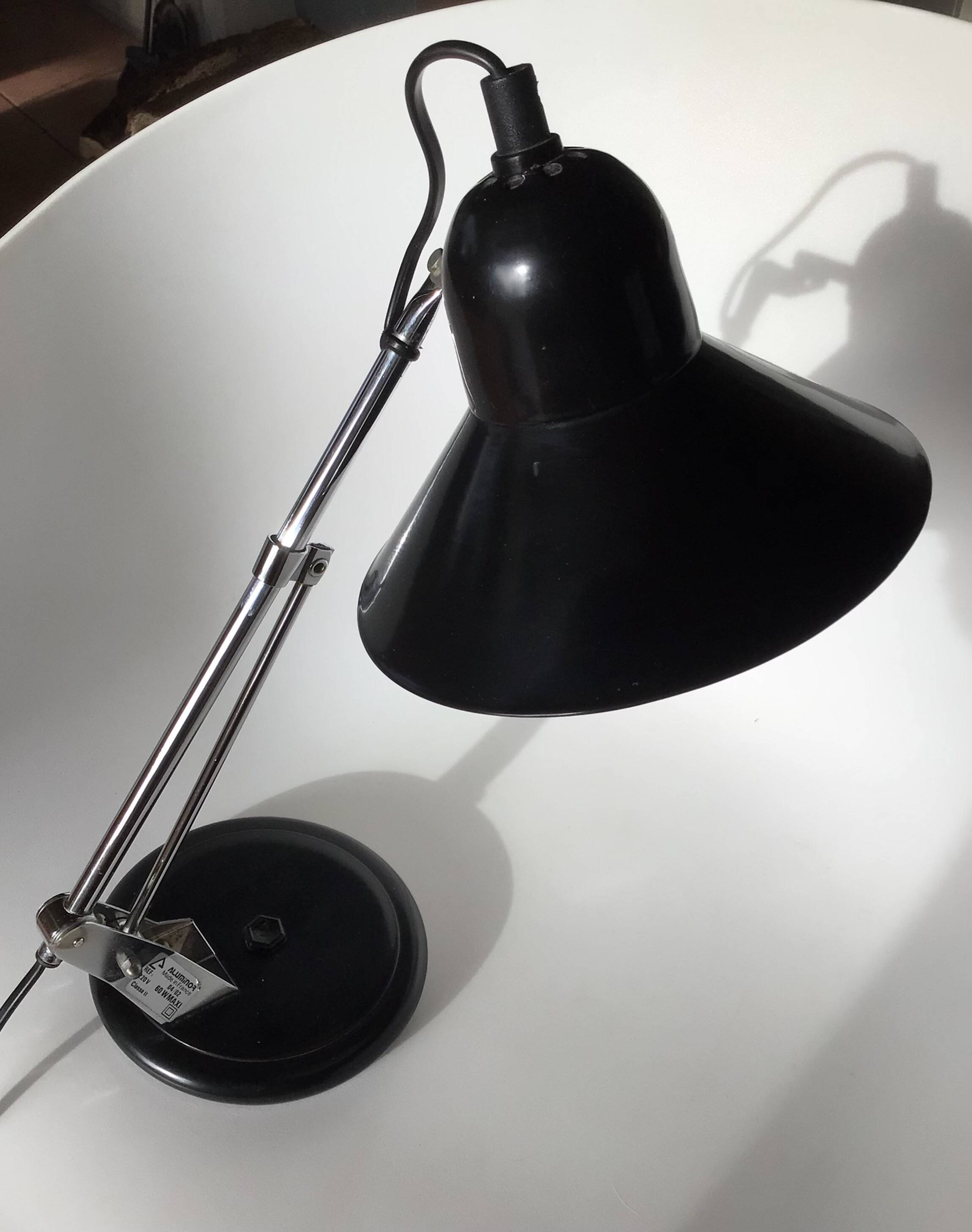 Adjustable black metal Aluminor desk lamp
