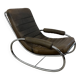 Bauhaus rocking chaise longue in vintage leather and chrome