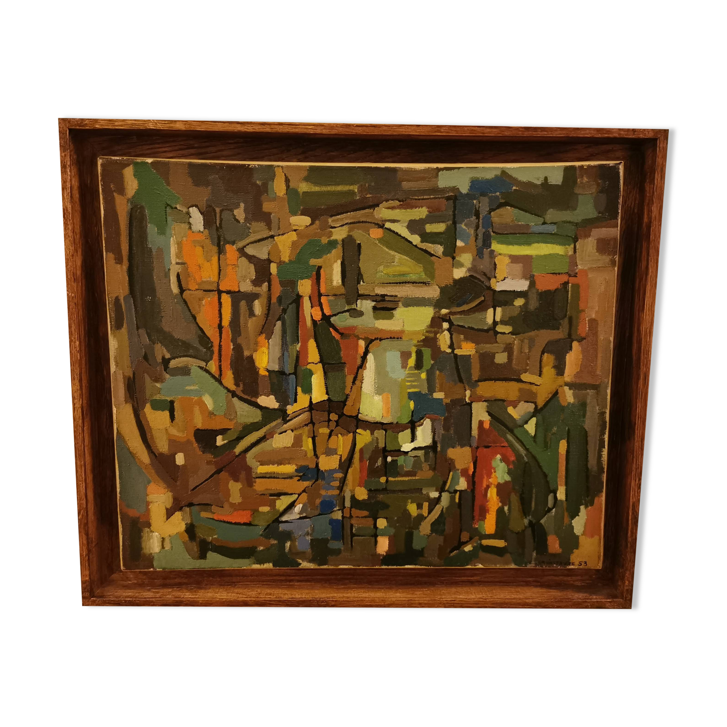 Tableau abstrait annees 50 signed 1953