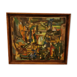 Tableau abstrait annees 50 signed 1953