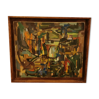 Tableau abstrait annees 50 signed 1953