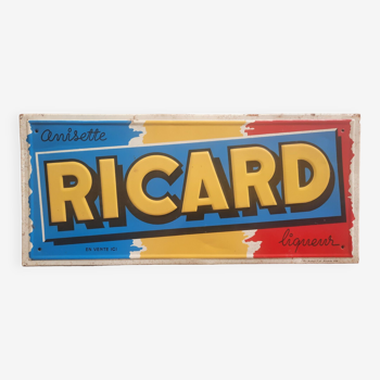 Old sheet metal plate "Ricard Anisette liqueur" 22x49cm 60's