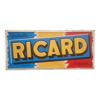 Ancienne plaque en tôle "Ricard Anisette liqueur" 22x49cm 60's