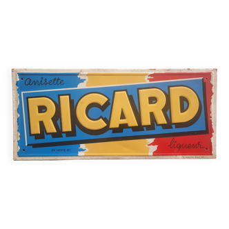 Old sheet metal plate "Ricard Anisette liqueur" 22x49cm 60's