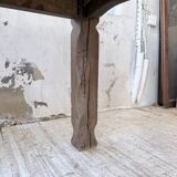 XL farmhouse table in solid oak, brutalist style, 20th century.