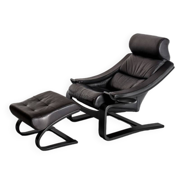 Kroken armchair + pouf designed by Ake Fribytter, published by Roche Bobois. France, 2000s.