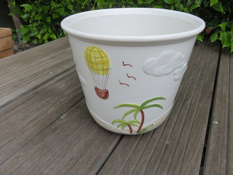 Flower pot "palm" ceramic Bassano Italy 60 70 years