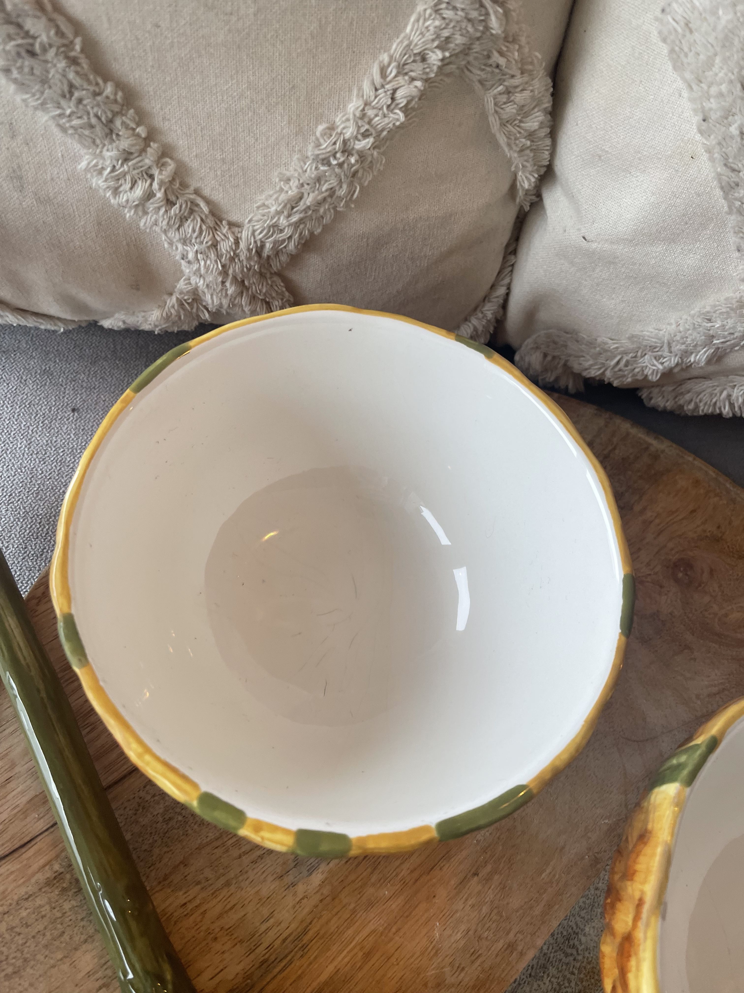 Old set of bowls and spoons in the shape of vintage pineapple