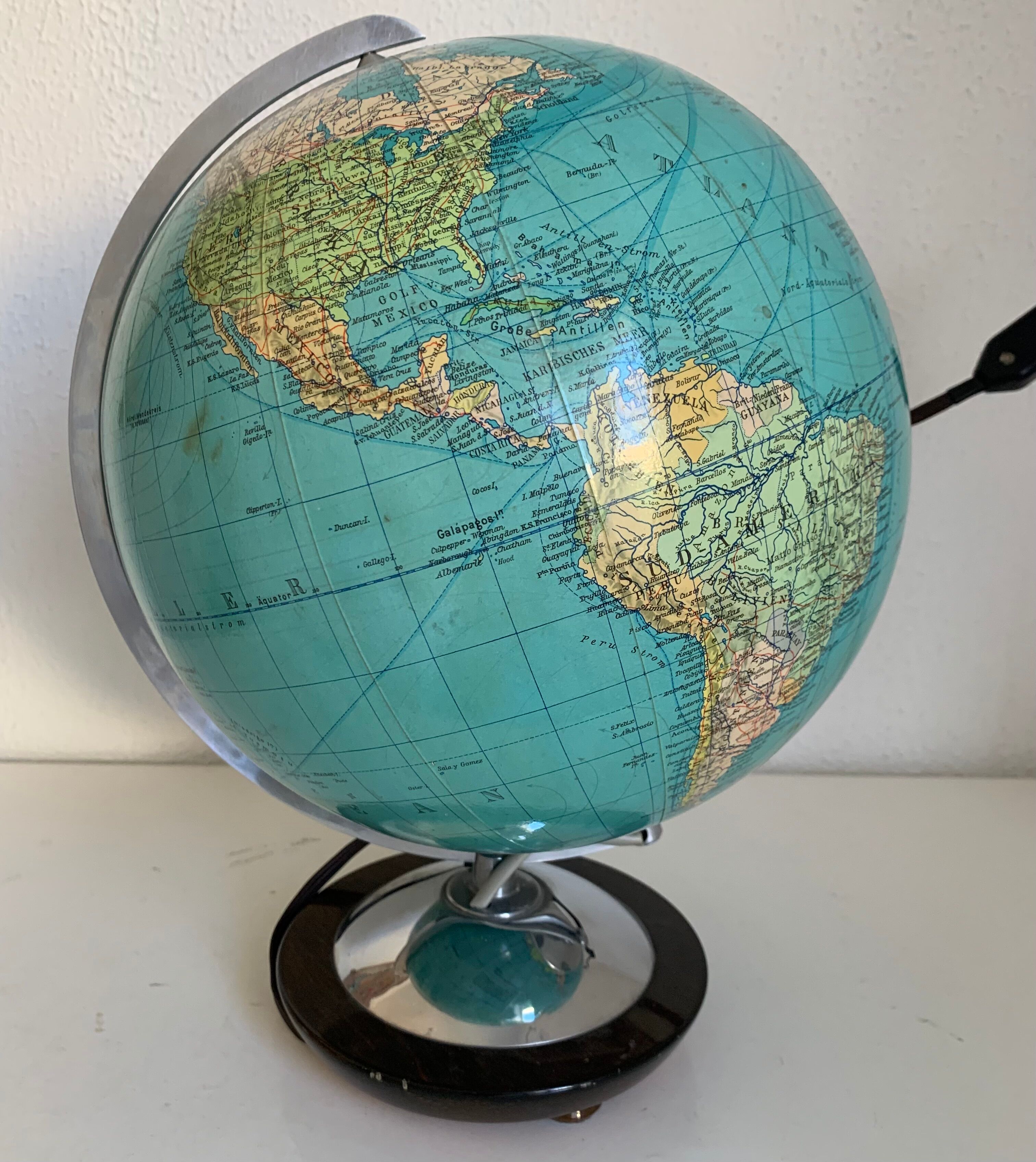Vintage globe 1960 German glass Columbus duo - 34 cm