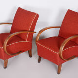 Pair of red Art Deco armchairs made in the 1930
