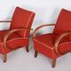 Pair of red Art Deco armchairs made in the 1930