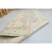 1970s vintage Turkish hand-knotted wool cotton pink runner rug 85x273