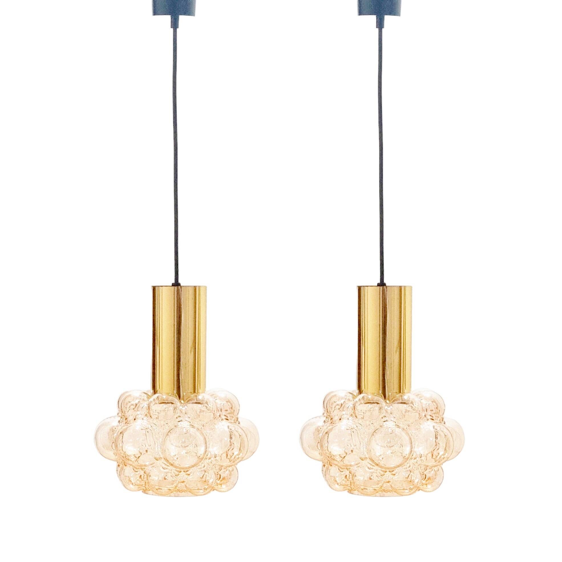 Mid-Century Modern Amber Bubble Glass Ceiling Light by Helena Tynell for Limburg, Germany, 1960s