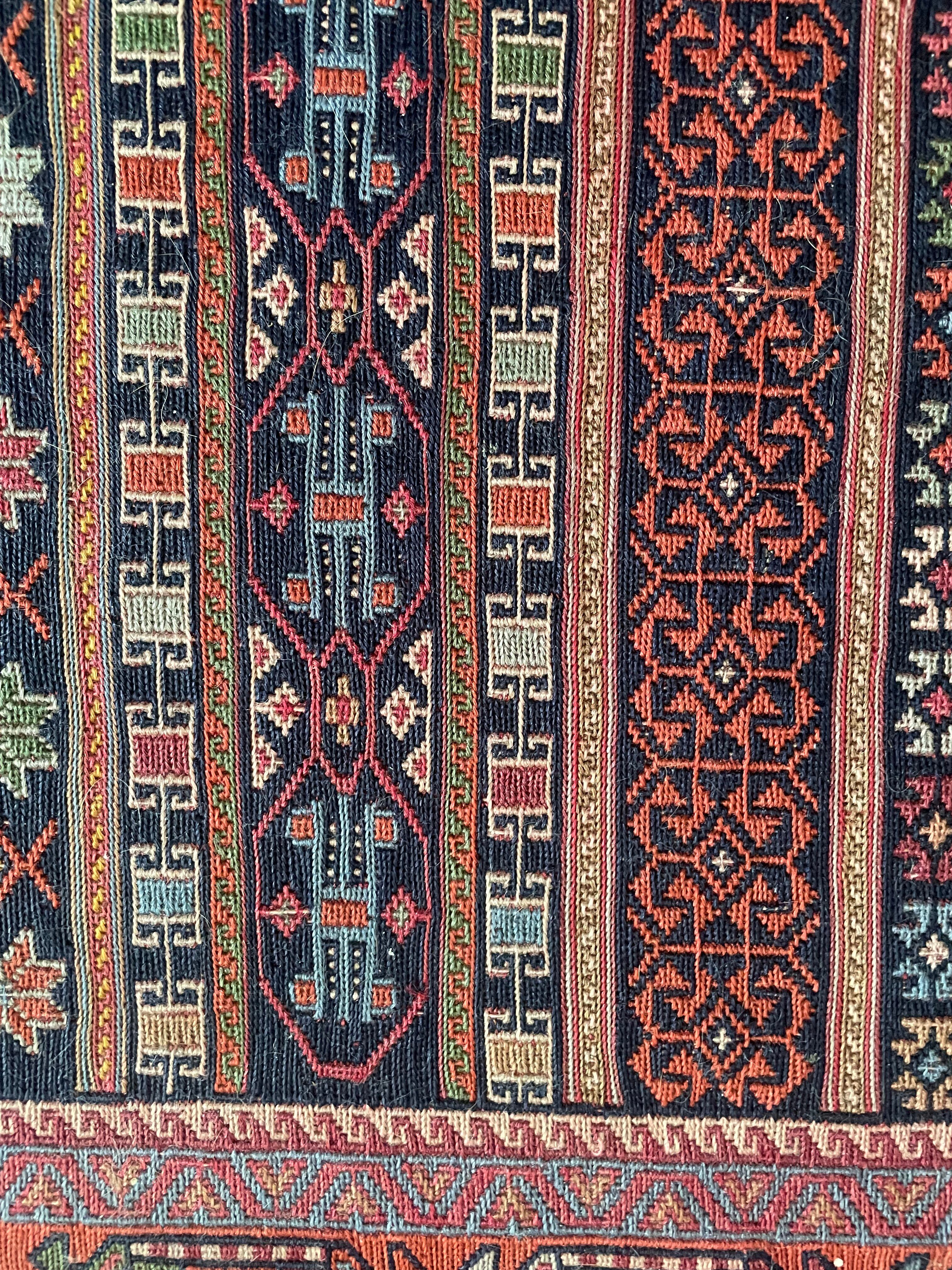 Pair of old Persian kilims Kerman Sirjan Souzani – handmade – te
