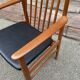 Fauteuil de bureau scandinave Suédois vintage 1960-70 teck & simili cuir