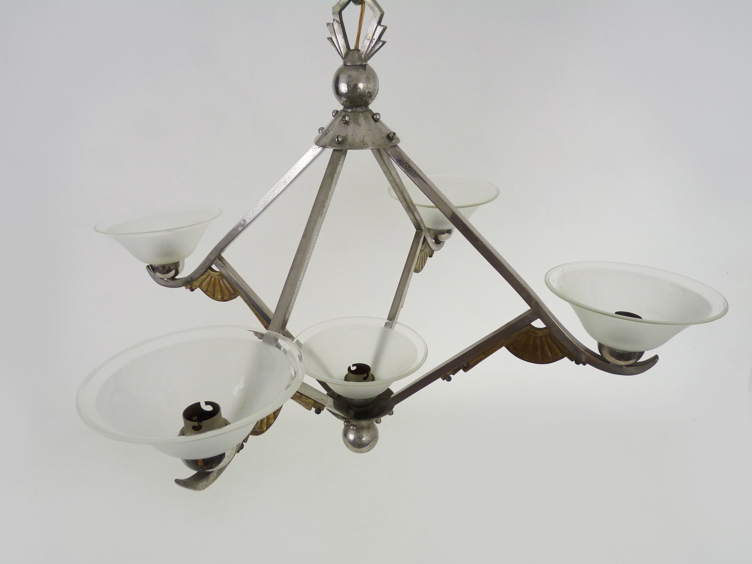Art Deco chandelier Petitot with 5 lights, Atelier Petitot, year 20
