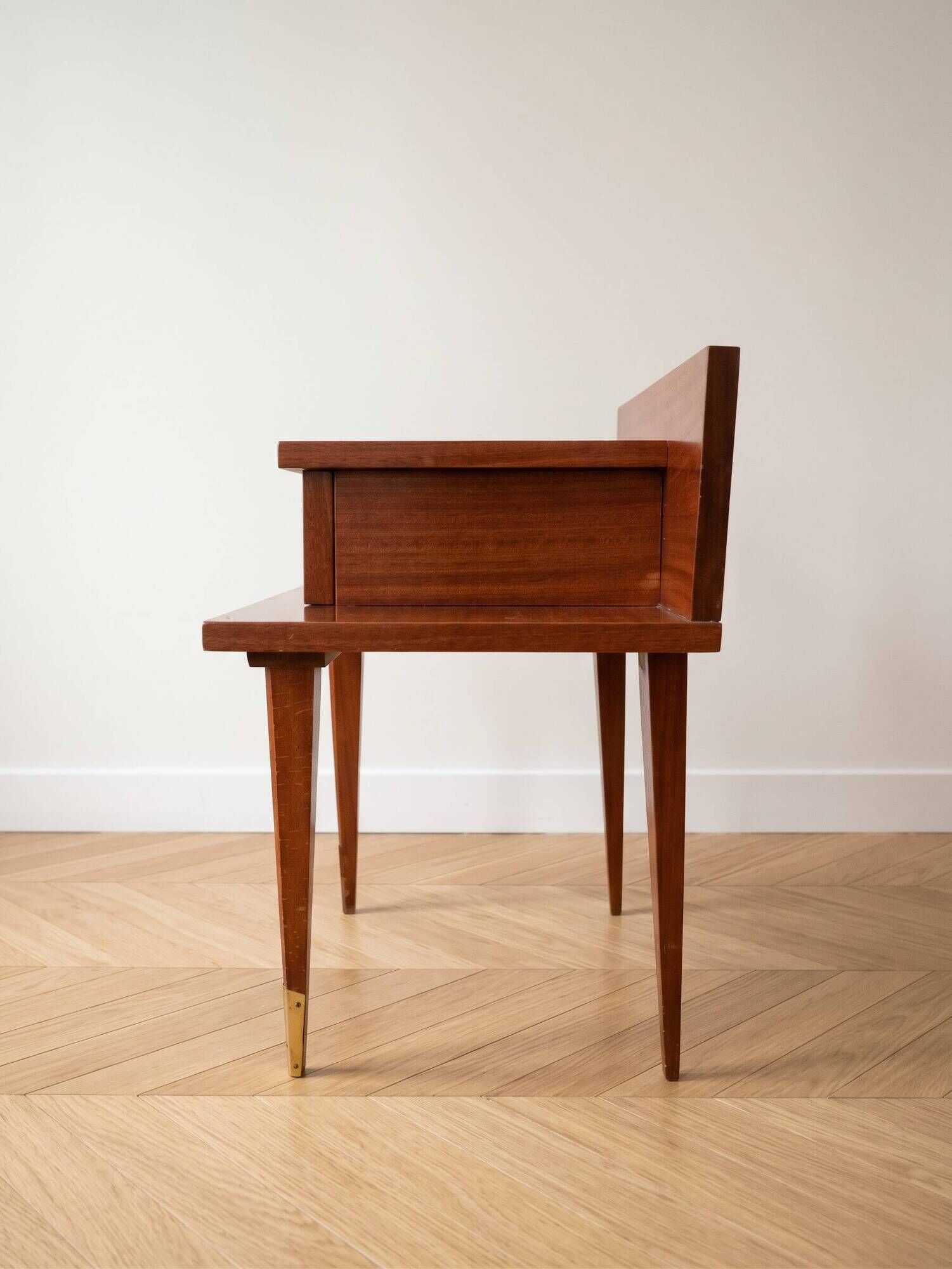 Vintage 1960s bedside table in wood and marquetry.
