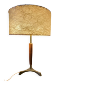 Elegant table lamp with a slender teak body on a tripod brass base, Germany, 1960s.