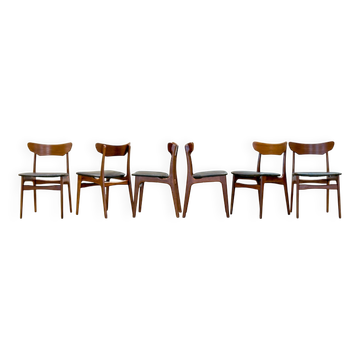 Set of 6 Danish Mid-Century Teak Dining Chairs by Schiønning & Elgaard for