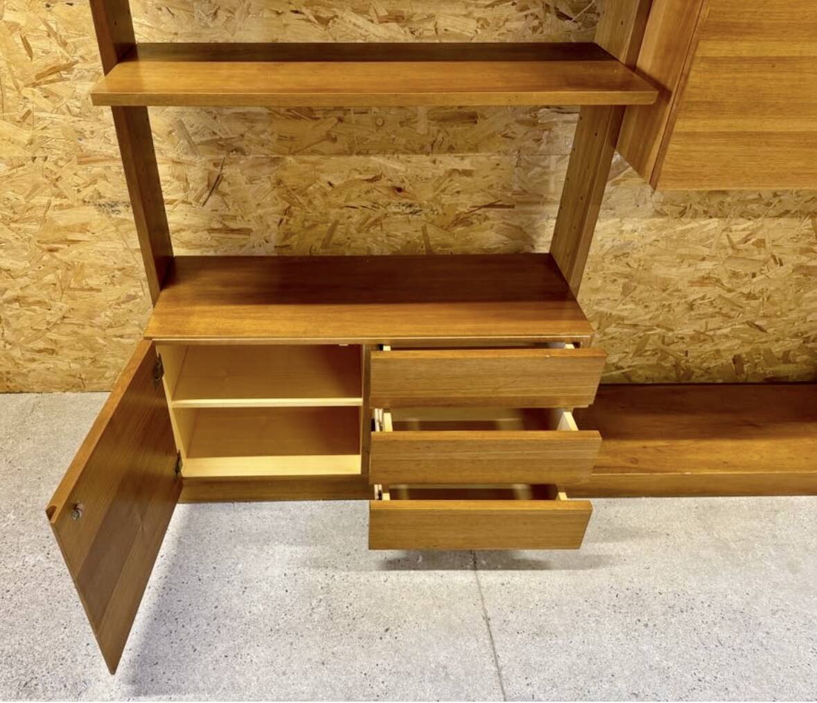 1960s Teak Composable Wall Shelf Library
